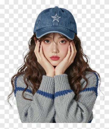 Young Woman Wearing A Blue Cap PNG