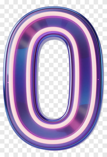 Neon Number Zero PNG