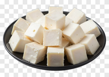 Plate Of Cubes Of White Cheese PNG