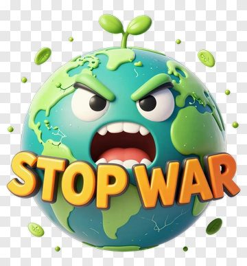 Angry Earth With Stop War Message PNG
