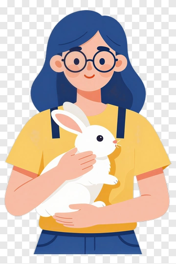 Girl Holding A White Rabbit PNG