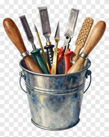 Bucket Filled With Various Tools PNG