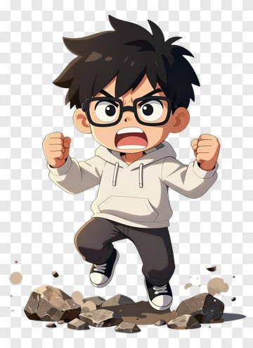 Cartoon Boy Jumping With Excitement PNG