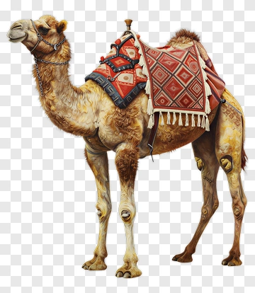 Realistic Camel With Decorative Saddle PNG