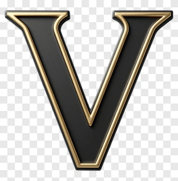 Black And Gold Letter V PNG