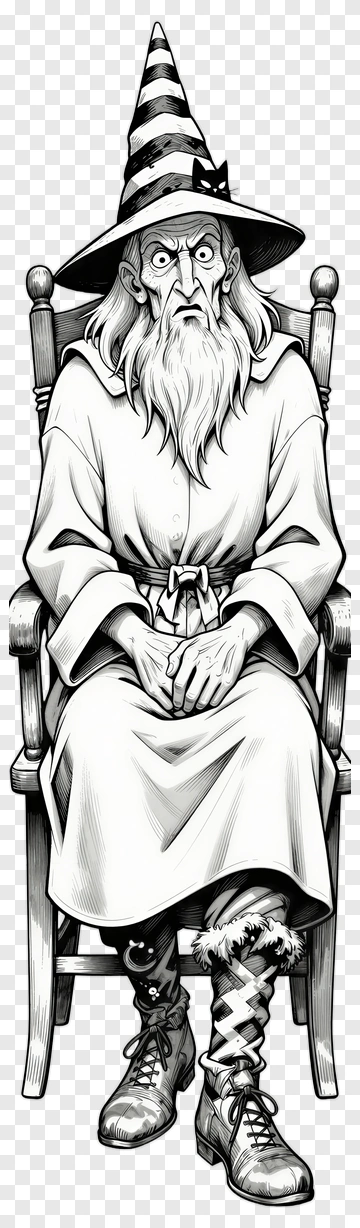 Cartoon Wizard Sitting In A Chair PNG