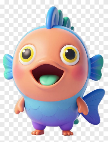 Cartoon Fish Character With Big Eyes PNG