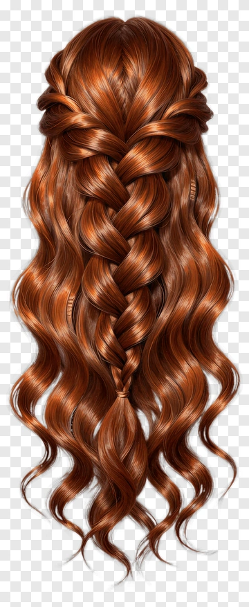 Braided Brown Hair With Waves PNG