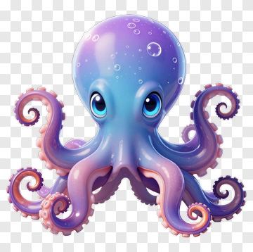 Cartoon Octopus With Big Eyes PNG