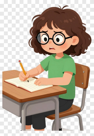 Concerned Student Writing In A Notebook PNG