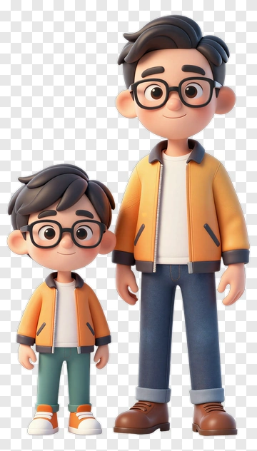 Cartoon Family Of Two Characters PNG