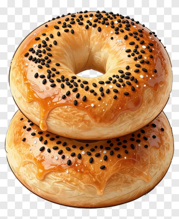 Glazed Donuts With Black Sesame Seeds PNG
