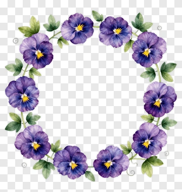 Purple Pansy Floral Wreath PNG