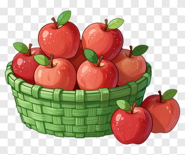 Colorful Apple Basket PNG