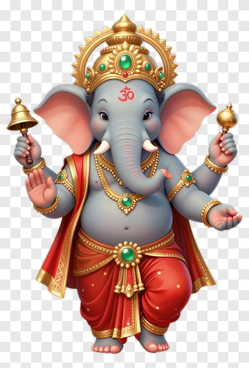 Colorful Lord Ganesha Holding Bells PNG