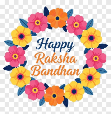 Happy Raksha Bandhan Floral Wreath PNG