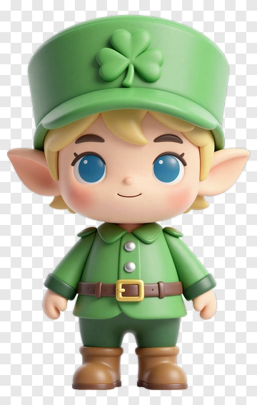 3D Cartoon Elf In Green Uniform PNG