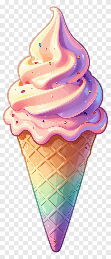 Colorful Ice Cream Cone With Sprinkles PNG