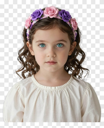 Girl With Floral Headband PNG