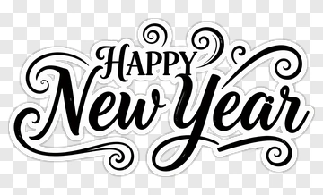 Happy New Year Text Design PNG