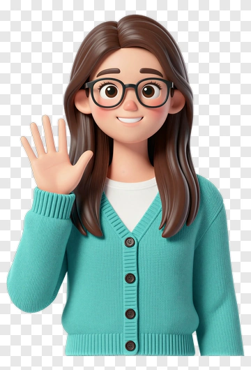 Cartoon Woman Waving Hello PNG