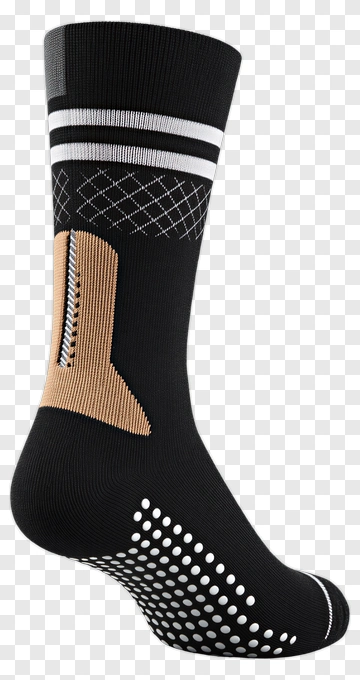 Black Athletic Sock With Grip And Design PNG