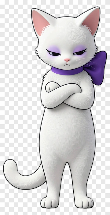 Cartoon Cat With Purple Bow PNG