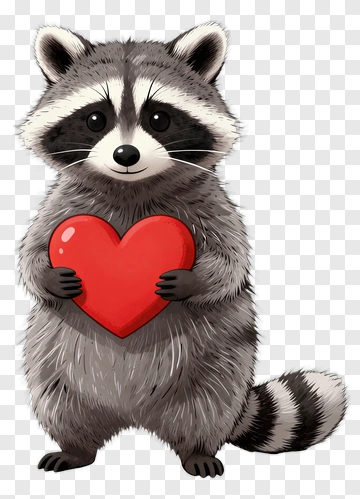 Cartoon Raccoon Holding A Heart PNG