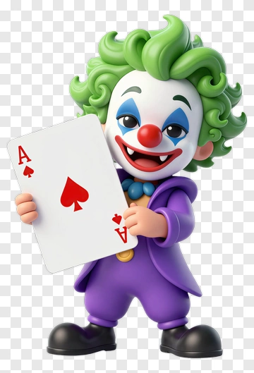 Cartoon Clown Holding An Ace Of Spades Card PNG
