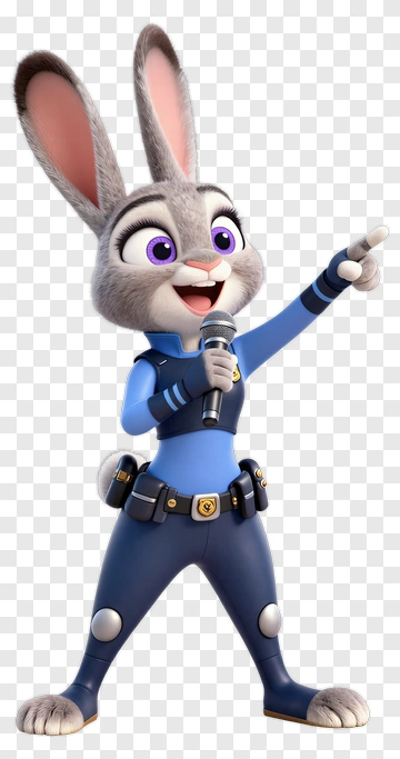 Cartoon Rabbit Holding A Microphone PNG