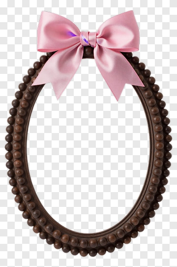 Oval Frame With Pink Bow PNG