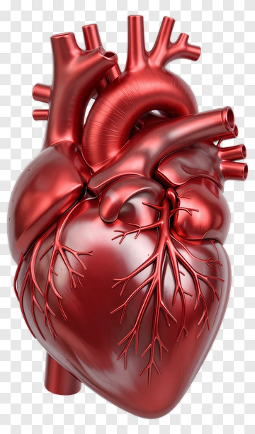 3D Red Human Heart Model PNG