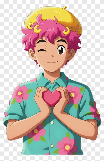 Cartoon Boy Holding A Heart PNG