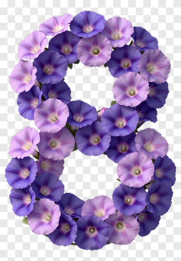 Floral Number 8 Made Of Purple Flowers PNG