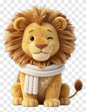Cute Cartoon Lion Wearing A Scarf PNG