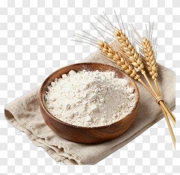 Bowl Of Flour With Wheat Stalks PNG
