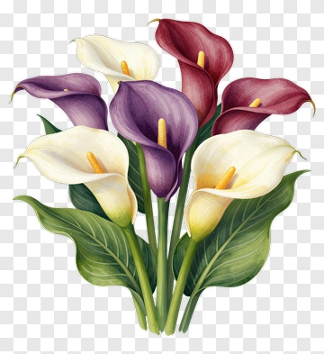 Colorful Calla Lily Bouquet PNG