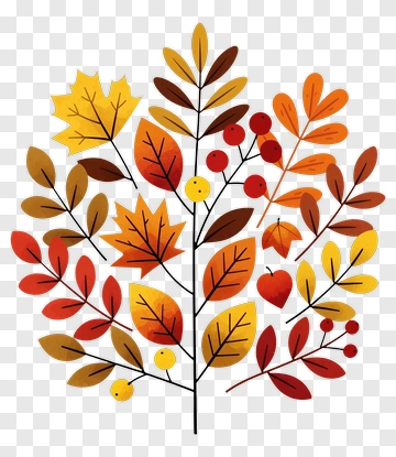 Colorful Autumn Leaves Arrangement PNG
