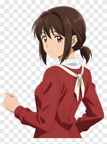 Anime Girl In Red Sweater With Ponytail PNG