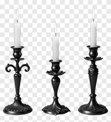 Set Of Three Elegant Black Candle Holders PNG