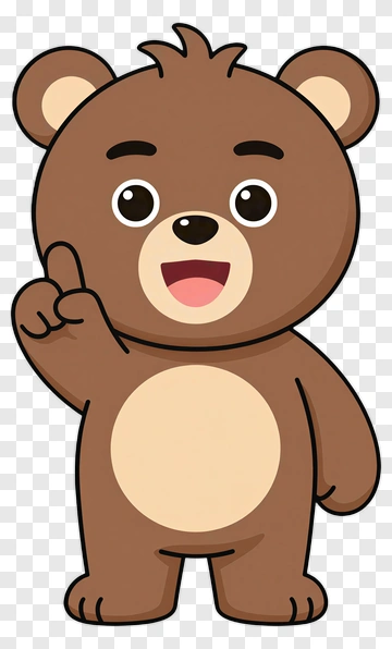 Cartoon Bear Raising A Hand PNG