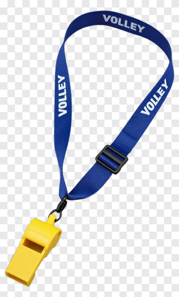 Yellow Whistle On Blue Lanyard For Volleyball PNG