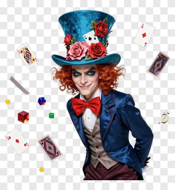 Mad Hatter With Playing Cards PNG