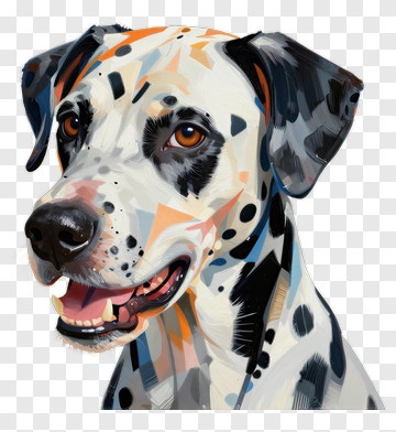 Colorful Dalmatian Dog Portrait PNG