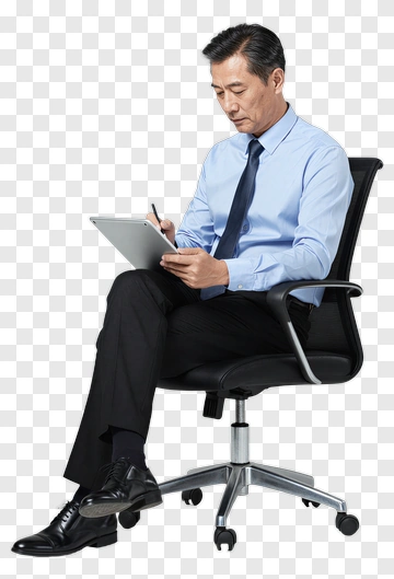 Businessman Sitting And Writing On Tablet PNG
