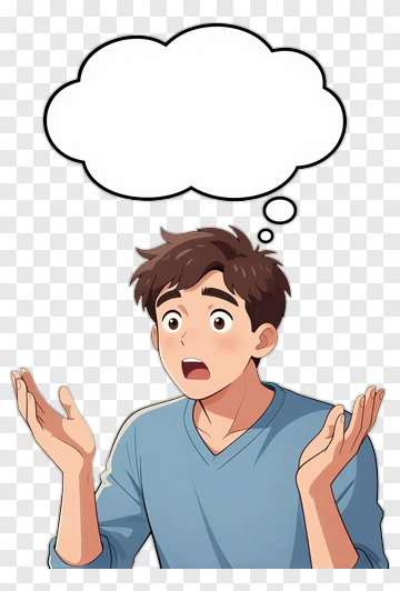 Surprised Young Man With Thought Bubble PNG