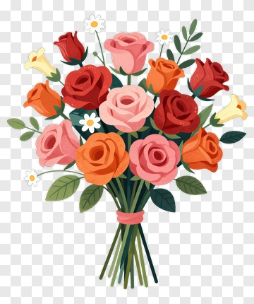 Colorful Rose Bouquet PNG
