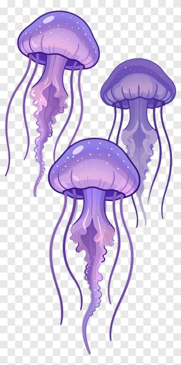Cartoon Jellyfish In Purple Shades PNG