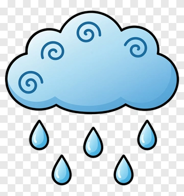 Cartoon Cloud With Raindrops PNG