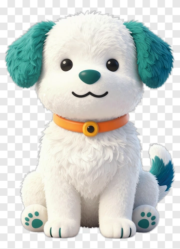Cartoon Dog With A Teal And White Coat PNG